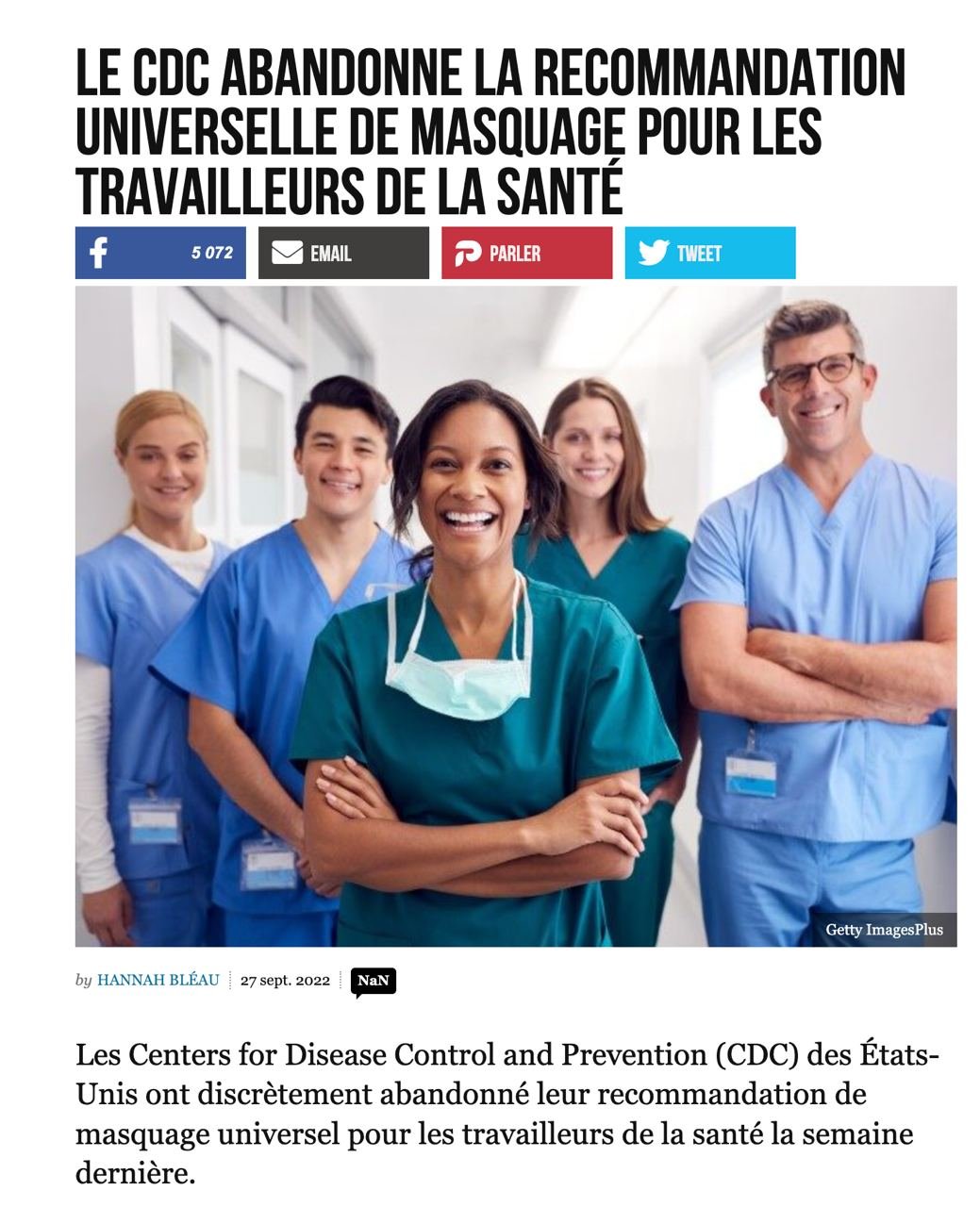 f55119_99f3042d8e5644aebcb1a41638c2df4fmv2 US: le CDC abandonne la recommandation universelle de masquage pour les travailleurs de santé
